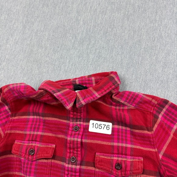 Patagonia Shirt Womens 6 Red Plaid Long Sleeve Fjord Flannel Organic Cotton - Picture 11 of 11